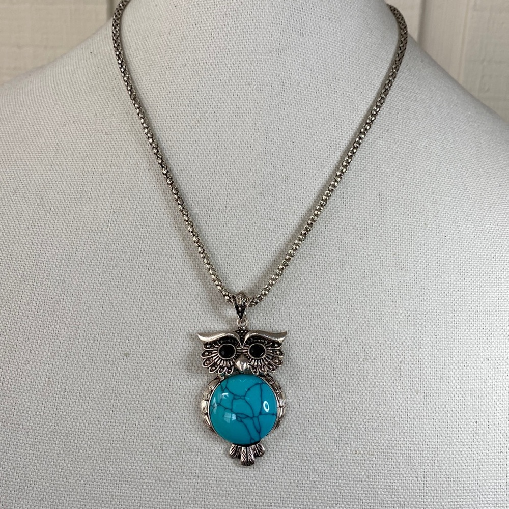 Adorable blue belly owl necklace
